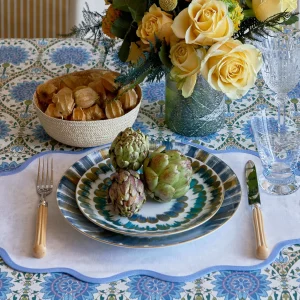 Set of Four Sky Blue Scallop Napkins