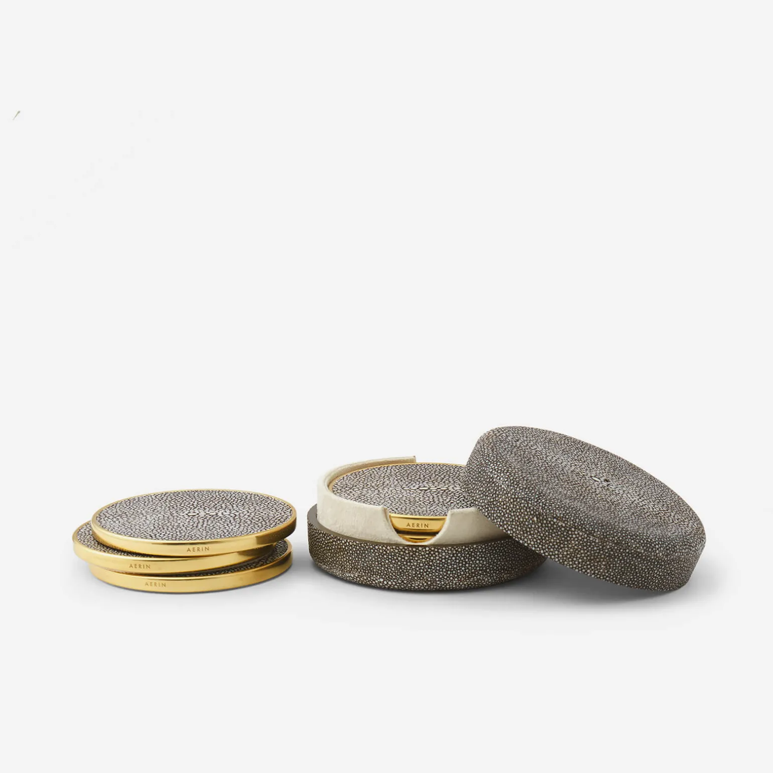 shagreen_coasters_chocola_0.webp Shagreen Coasters Chocolate - Set of 4