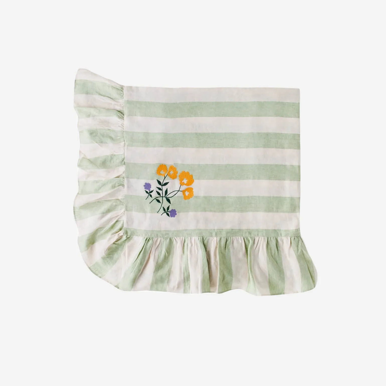 sirkus_stripe_embroidered_0.webp Sirkus Stripe Embroidered Frill Tablecloth Pistachio