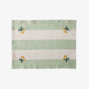 Sirkus Stripe Embroidered Napkin Pistachio