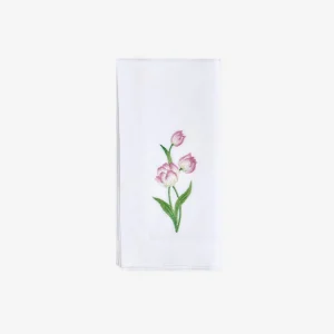 Spring Flower Embroidered Dinner Napkin - Set of 4