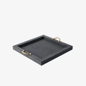 Thalia Square Leather Tray Navy Blue