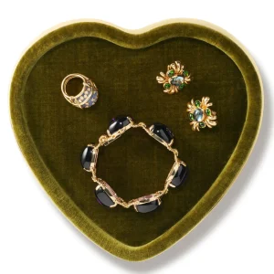 Valentina Velvet Heart Tray Moss