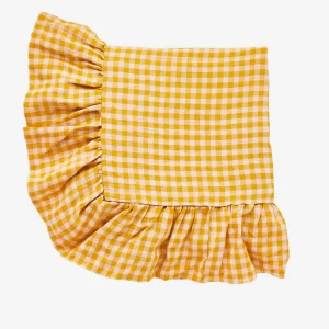 Wes Gingham Frill Tablecloth Mustard